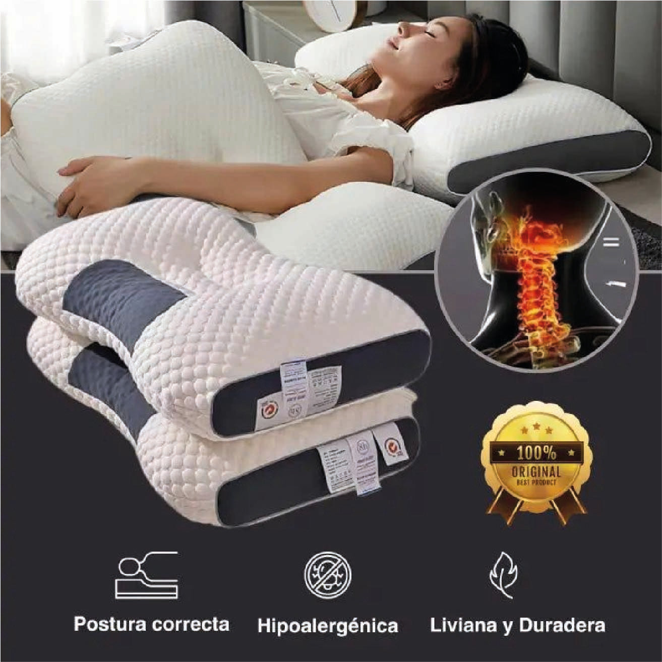 2x1 Almohada Viscoelástica Con Memoria 3d