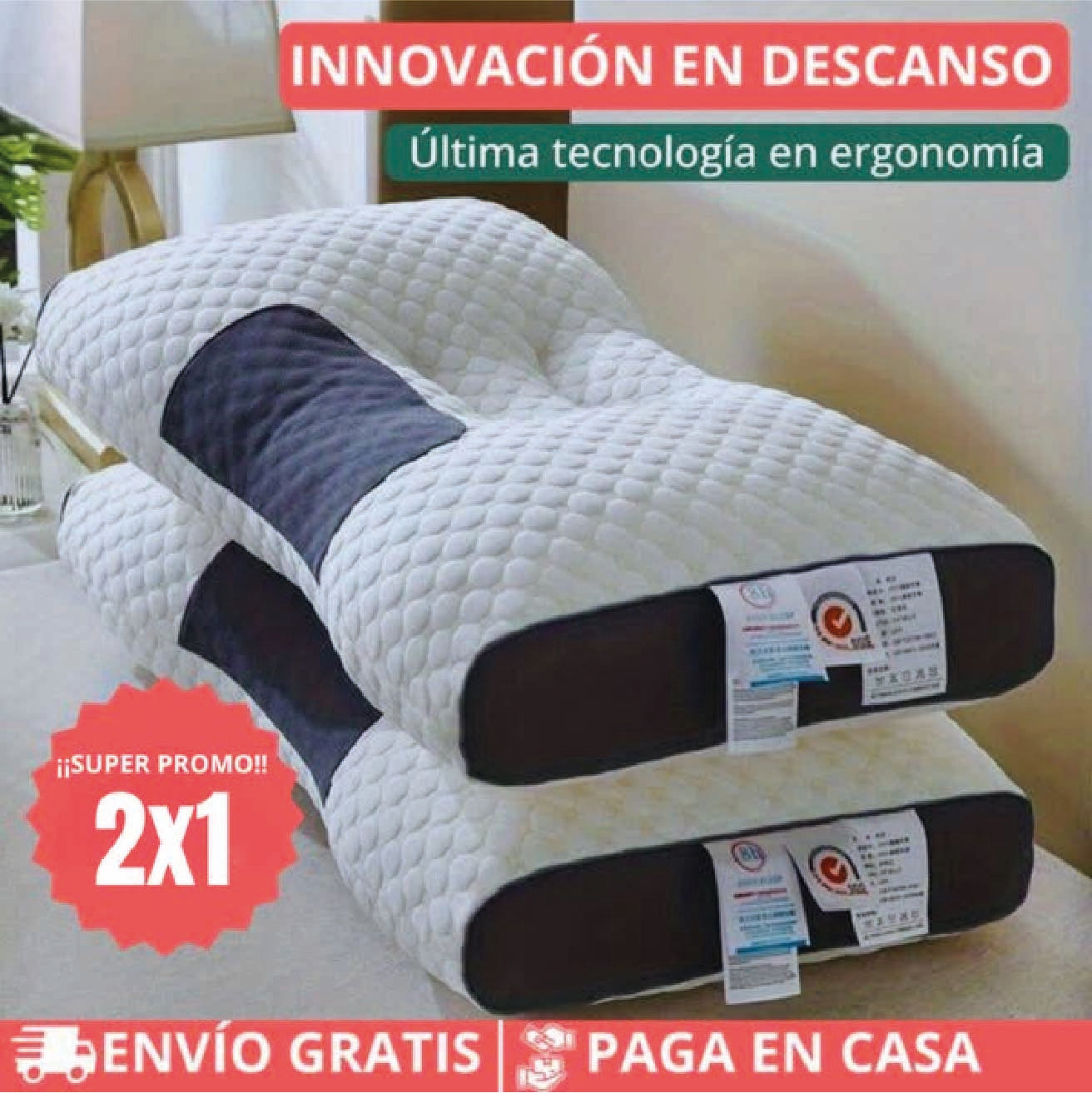 2x1 Almohada Viscoelástica Con Memoria 3d